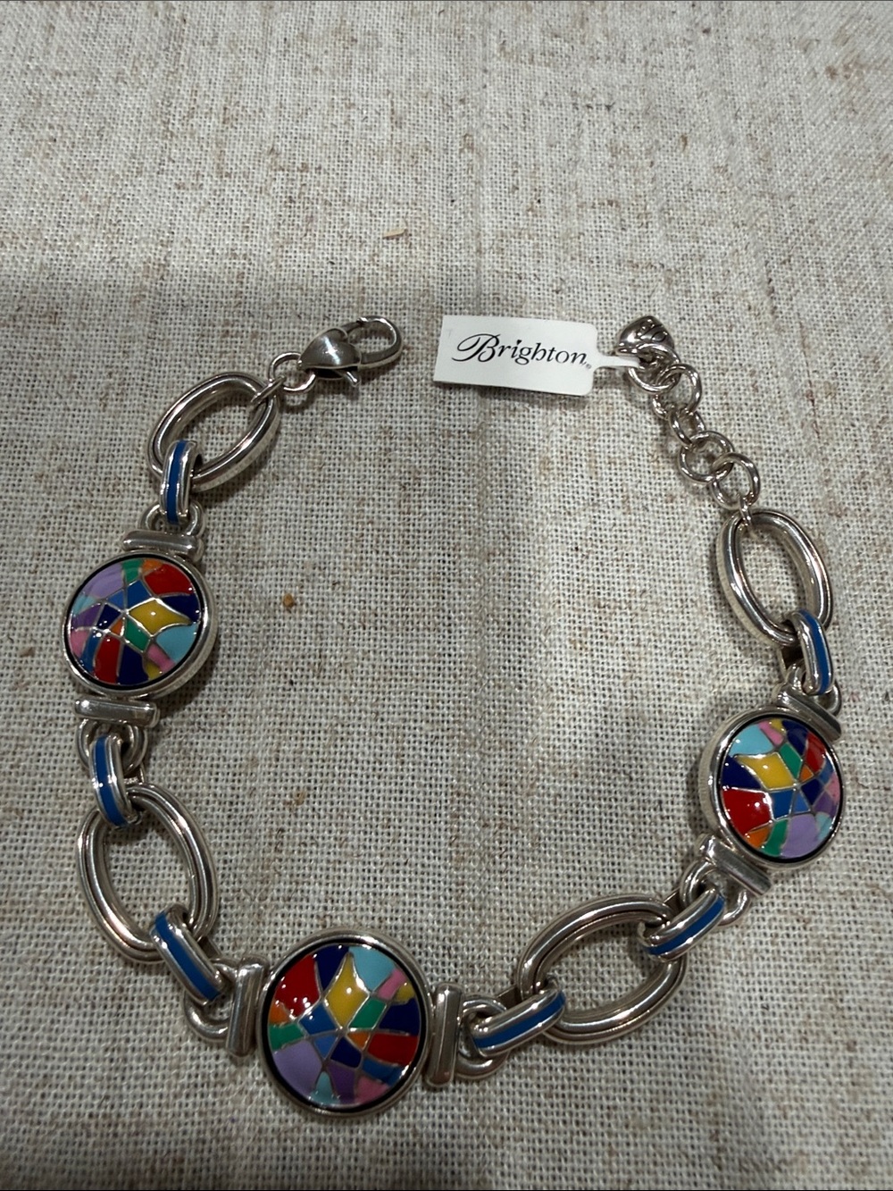 Brighton Colormix Link Bracelet JF9683 Silver Multi Enamel NWT $138